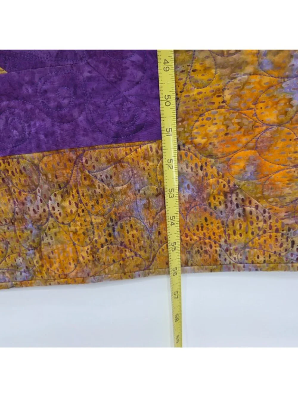Patchwork 8 point Star Quilt 42x56 Purple Yellow Lap Throw Wall Machine Stitched